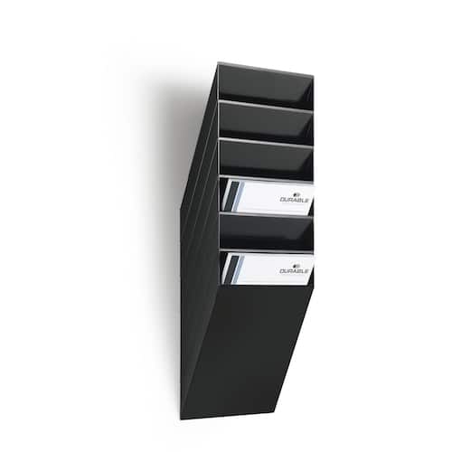 Durable Tidningsställ FLEXIBOXX monteras på vägg 6 fack A4 svart
