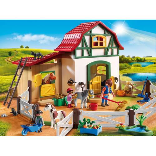 playmobil Ponnygård 3 ponnyer lada flexibelt staket figurer 4–7 år