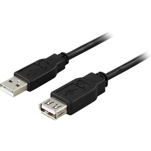 DELTACO USB-förlängningskabel USB2-13S USB (hane) till USB Typ A (hona) USB 2.0 3 m svart