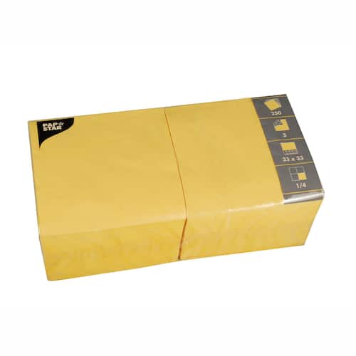 PAPSTAR Engångsservett 3-lagers ¼-vikt 33 cm gul