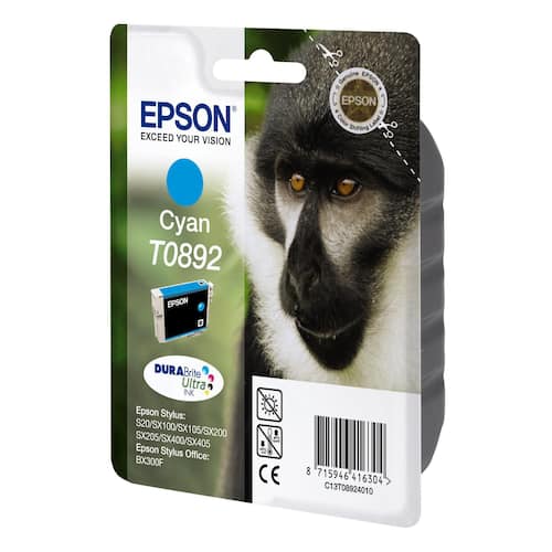 Epson Bläckpatron T0892 C13T08924010 Monkey DURABrite Ultra-bläck cyan singelförpackning