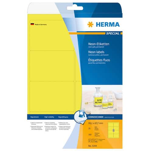 Herma Etikett 99,1×67,7mm Neon gul