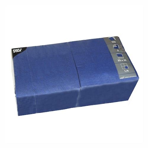 PAPSTAR Engångsservett 3-lagers ¼-vikt 33 cm mörkblå