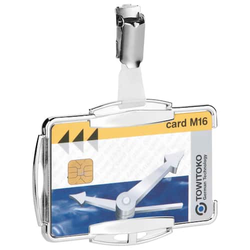 Durable Passerkortshållare med klämma RFID-säker mono 54 x 87 mm silver