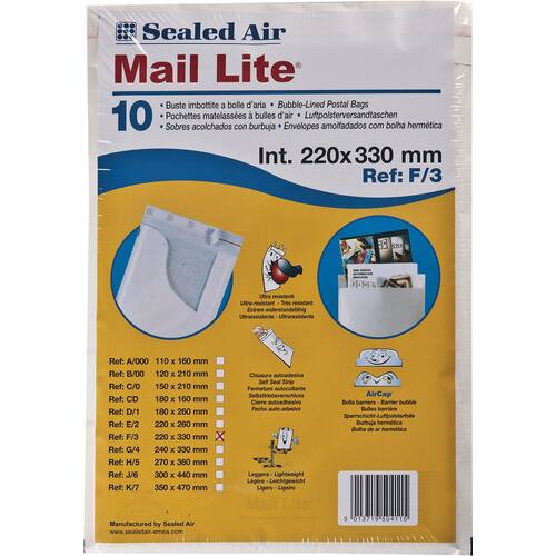 Mail Lite® Bubbelpåse F/3 220x330mm vit