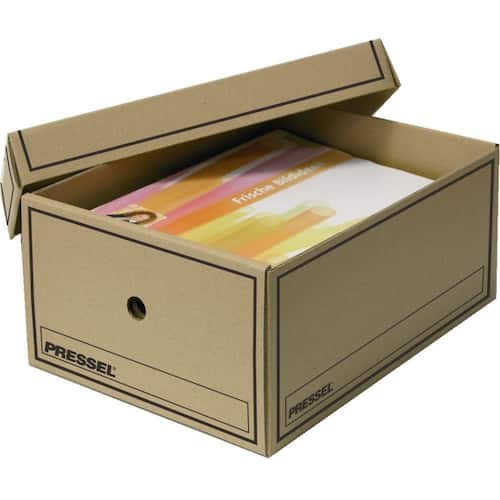 Pressel Arkivbox med lock A4 350x255x155mm brun