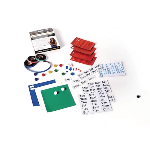 ARCHYI Det magnetiska planeringspaketet för whiteboardtavlor inkluderar magnetiska pilar kalender remsor magneter och självhäftande tillbehör