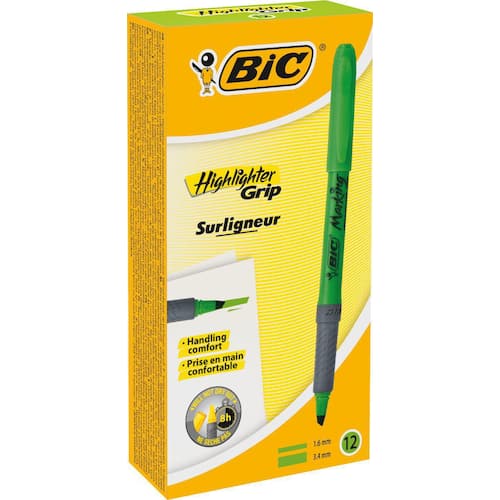 BIC® Överstrykningspenna med rund pennkolv vattenbaserat bläck 1,6–3,4 mm fluorescerande grön