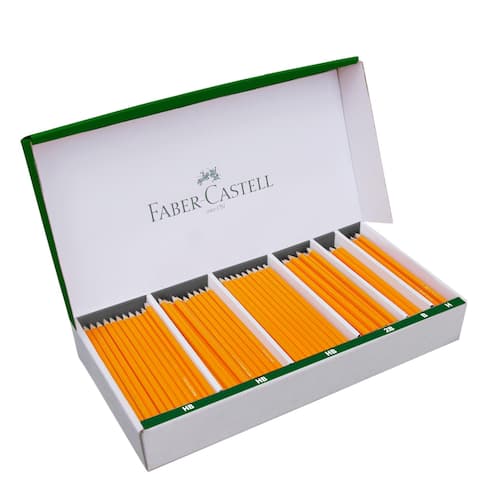 Faber-Castell Blyertspenna 2B- B- H- HB-stift sexkantig pennkropp orange