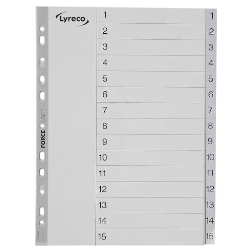 Lyreco Plastregister A4 PP 1-15 grå