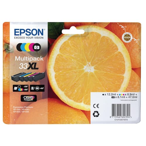 Epson Bläckpatron 33XL svart cyan magenta gul multiförpackning