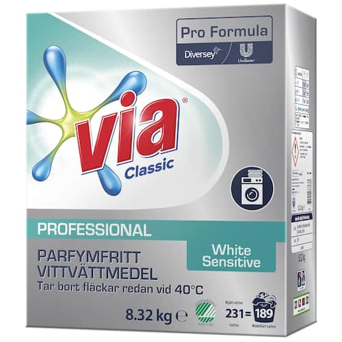VIA Tvättmedel Pro Formula White Sensitive 8,32kg