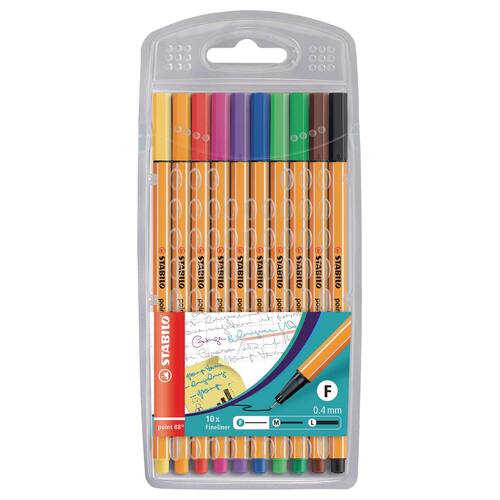 STABILO Fineliner Point 88® tunn spets orange pennkropp olika bläckfärger