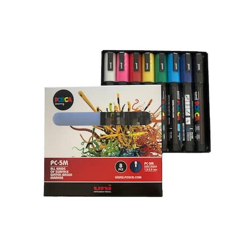 Uni Märkpenna POSCA PC-5M permanent vattenbaserat pigmentbläck 1,8–2,5 mm olika färger