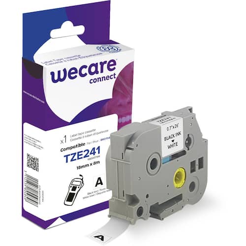 Wecare Tape 18mm TZe-241 Svart på Vit