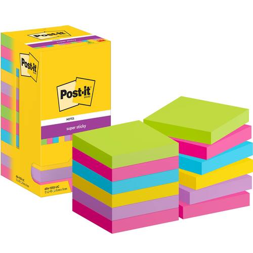 Post-it® Notes SuperSticky 76x76mm Rainbow 12/fp