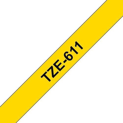 Brother Tape TZE611 6mm svart på gul