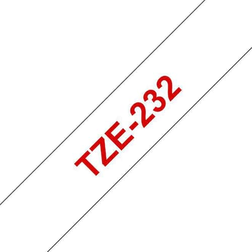 Brother Tape TZE232 12mm röd på vit