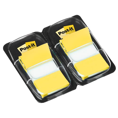 Post-it® Indexflikar med hållare medium 25,4 x 43,2 mm gula 2 x 50 dubbelförpackning