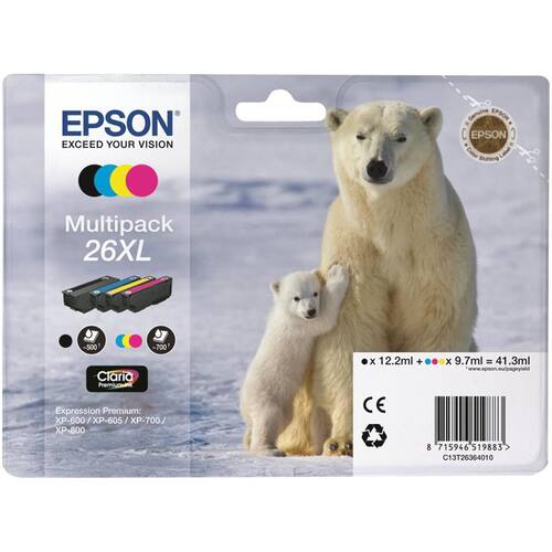 Epson Bläckpatron 26XL svart cyan magenta gul multiförpackning