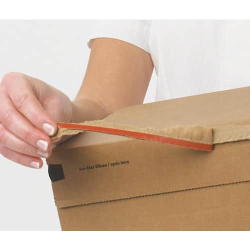 ColomPac Karton-Versandtasche mit Haftklebeverschluss und Aufreißfaden, 250x340x-50mm, Braun, 100 Stück pro Packung, 3 Packungen Artikelbild Secondary2 L