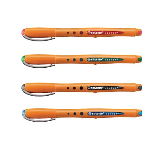 STABILO Tintenkugelschreiber worker®, mit Kappe, Strichstärke M, 0,5 mm, 4er Set sortiert Artikelbild Secondary1 L