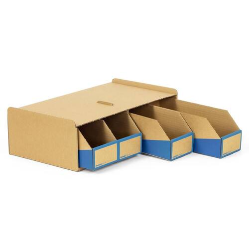Pressel Kleinteile-Magazin Braun/Blau, 40 x Boxen 100mm + 10 x Korpus, 1 Set (vorher Art.Nr. 914102) Artikelbild