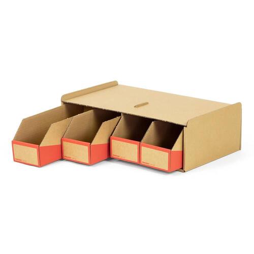 Pressel Kleinteile-Magazin Braun/Rot, 40 x Boxen 100mm + 10 x Korpus, 1 Set (vorher Art.Nr. 914103) Artikelbild Secondary1 L