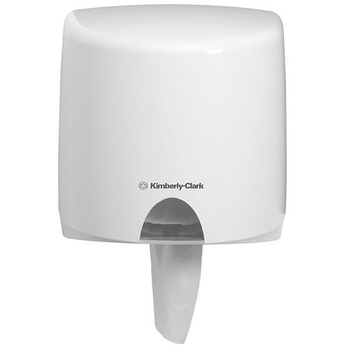 Aquarius (Kimberly-Clark) Dispenser för rengöringsservetter, centrummatad rulle, plast, vit