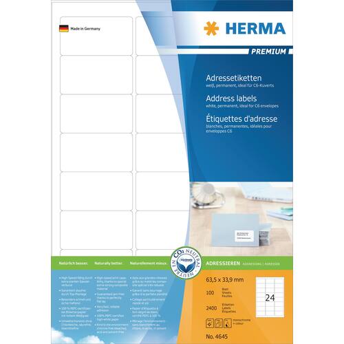 Herma Adressetiketten 4645 Premium, A4, 63,5x33,9mm Artikelbild Secondary2 L