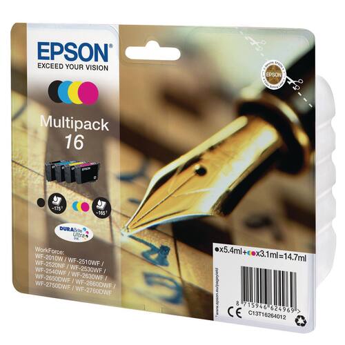 Epson Original Tinte 16 DURABrite Ultra Multipack, Tintenpatrone, Tintenkartusche, Cyan, Schwarz, Magenta und Gelb, 3x3,1ml, 1x 5,4ml, 4 Tinten in einer Packung Artikelbild Secondary1 L