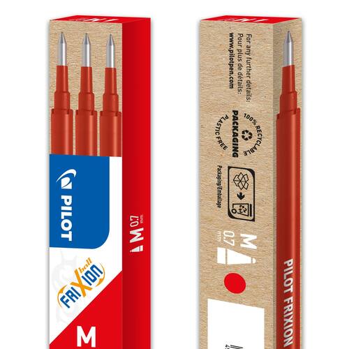 Pilot Tintenrollermine FriXion Ball/Clicker 0.7, Ersatzmine, radierbare Tinte, rot, 3er Set Artikelbild Secondary2 L