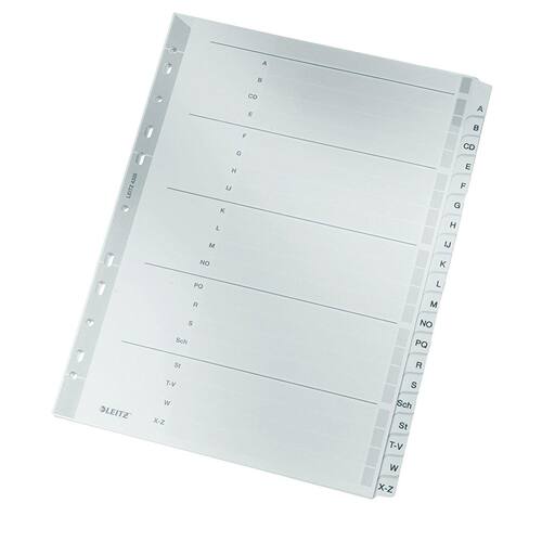 Leitz Register, Karton, 160 g/m², A - Z, A4, volle Höhe, 20 Blatt, grau Artikelbild