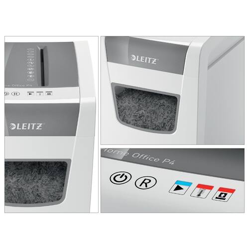Leitz IQ Slim Home P4 Aktenvernichter, Shredder, Reißwolf, Partikelschnitt, 23l, weiß, 1 Stück Artikelbild Secondary2 L