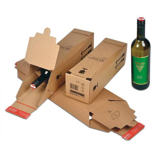 ColomPac Flaschenversandkarton für 1 Flasche, 74x74x305mm, Braun, 10 Stück Artikelbild