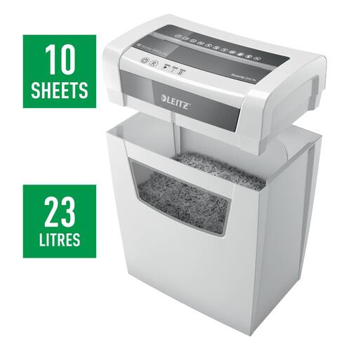 Leitz IQ Home Office P4 Aktenvernichter, Shredder, Reißwolf, Partikelschnitt, 23l, weiß, 1 Stück Artikelbild Secondary2 L