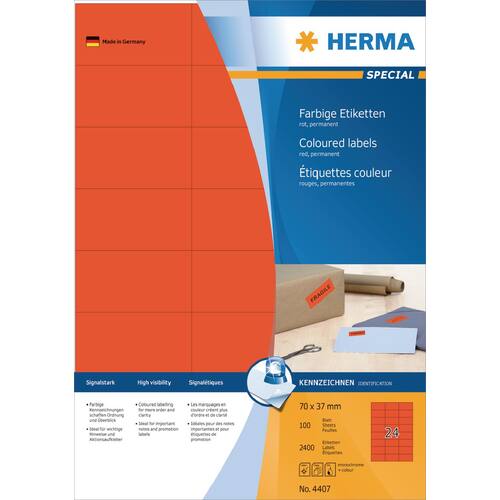 Herma Etiketten A4 rot 70x37mm 2400 Stück Artikelbild Secondary1 L