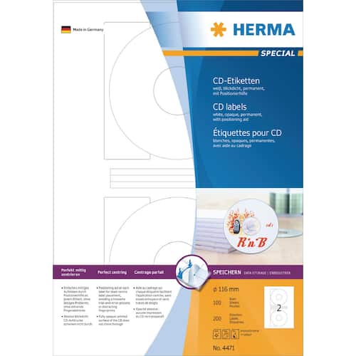 Herma CD-Etiketten A4, weiß 200 Stück Artikelbild Secondary1 L