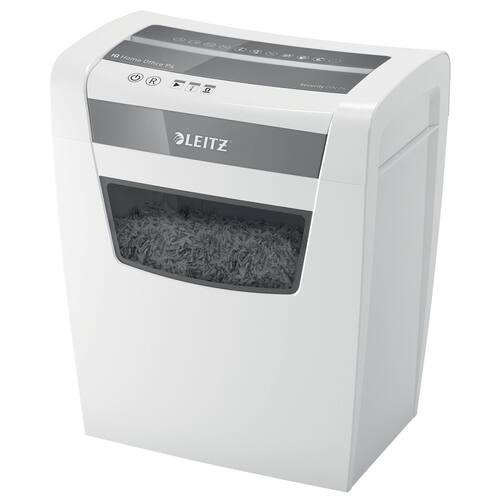 Leitz IQ Home Office P4 Aktenvernichter, Shredder, Reißwolf, Partikelschnitt, 23l, weiß, 1 Stück Artikelbild