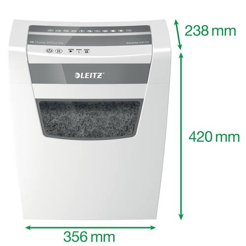 Leitz IQ Home Office P4 Aktenvernichter, Shredder, Reißwolf, Partikelschnitt, 23l, weiß, 1 Stück Artikelbild Secondary4 L