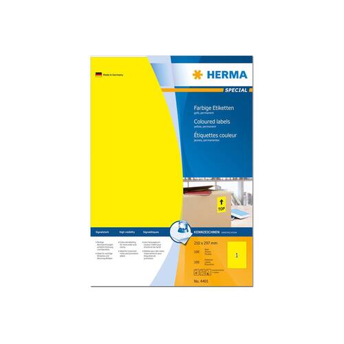 Herma Inkjet-,Laser- und Kopieretiketten, gelb, 210x297mm Artikelbild Secondary3 L