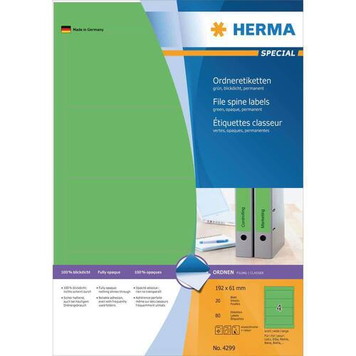 Herma Rückenschild, selbstklebend, breit / kurz, 61 x 192 mm, grün - 80 Stück Artikelbild