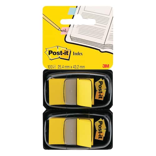 Post-it® Index-Haftstreifen 680, Haftmarker, beschriftbar, 25,4 x 43,2 mm, gelb, 2 x 50 Blatt pro Packung Artikelbild
