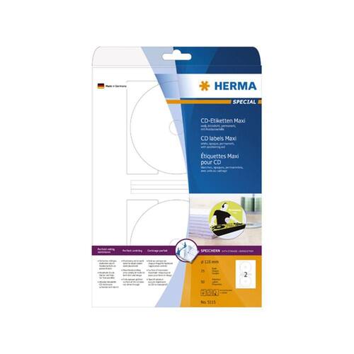 Herma CD- und DVD-Etiketten Maxi weiß 116mm, 50 Stück Artikelbild