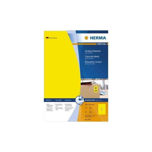 Herma Inkjet-,Laser- und Kopieretiketten, gelb, 210x297mm Artikelbild