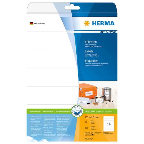 Herma Premium Etiketten, A4, weiß, 105x42,3mm, 350 Stück Artikelbild