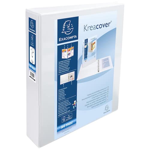 Exacompta Kreacover® Ringbuch, 4 D-Ringe, 50mm, A4 Maxi, 460 Blatt, Karton mit PP-Beschichtung, weiß, 1 Stück Artikelbild