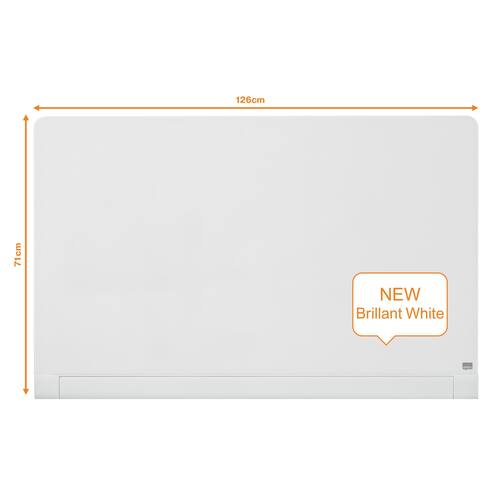 Nobo Whiteboard, Glastavla i widescreenformat, väggmonterad, med rundade hörn, magnetisk glasyta, 57'', klarvit produktfoto Secondary2 L