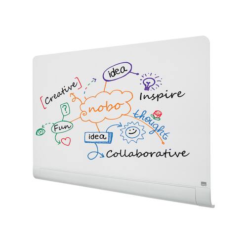 Nobo Whiteboard, Glastavla i widescreenformat, väggmonterad, med rundade hörn, magnetisk glasyta, 57'', klarvit produktfoto Secondary3 L