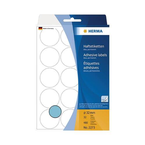 Herma Etiketten, rund, 32mm, blau, 480 Stück Artikelbild